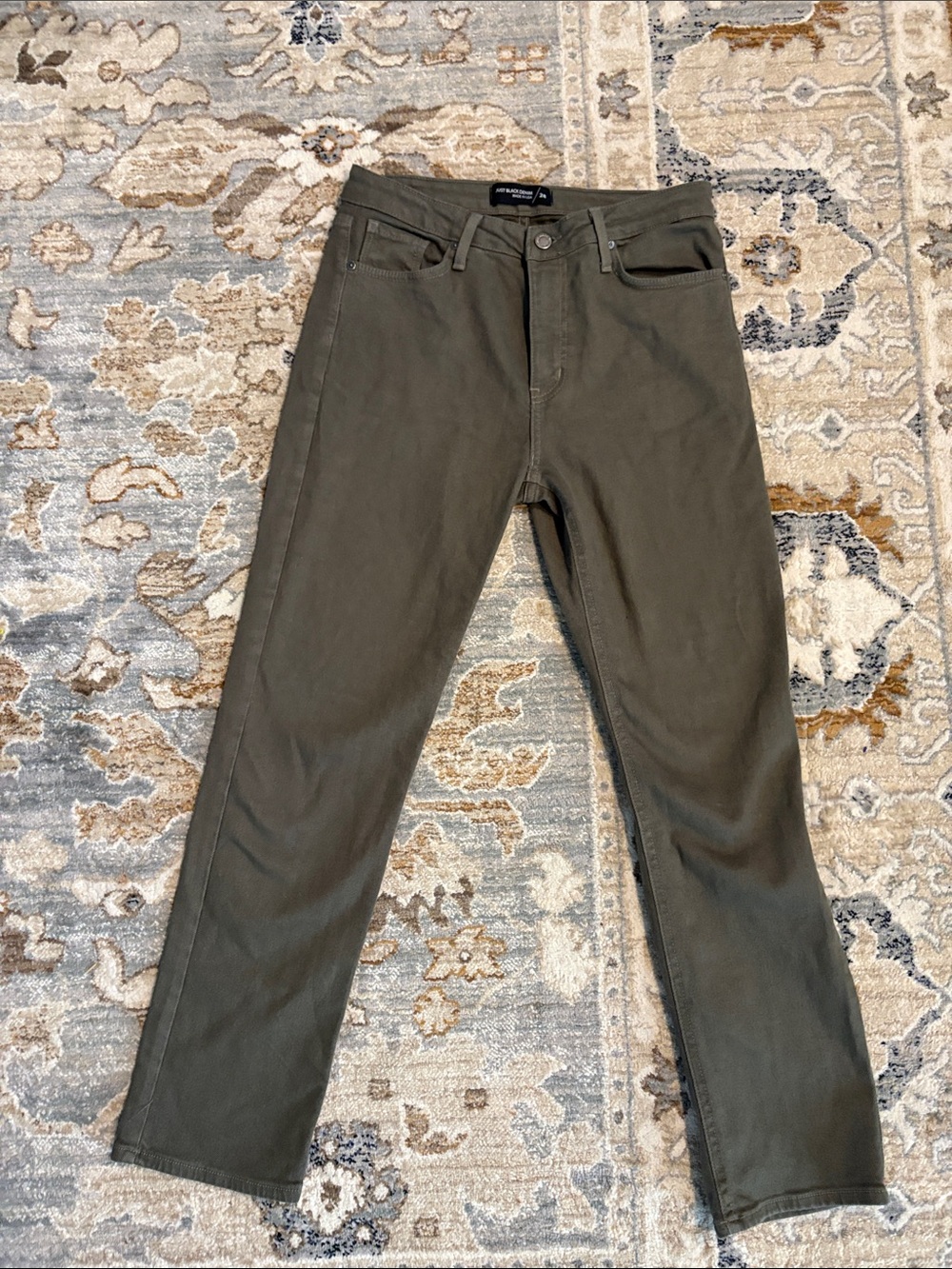 Just Black Denim high rise Straight Jeans - Olive Green size 28